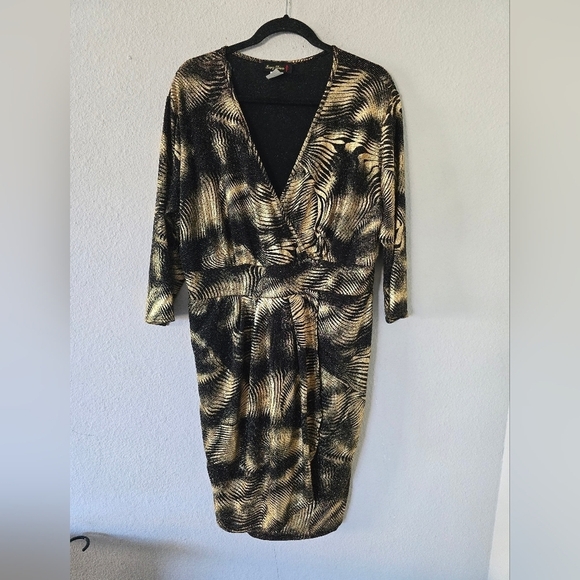 Wrap Dress Womens 3X Plus Mixed Print Fairy Grunge Cocktail Party Dinner - Picture 4 of 15